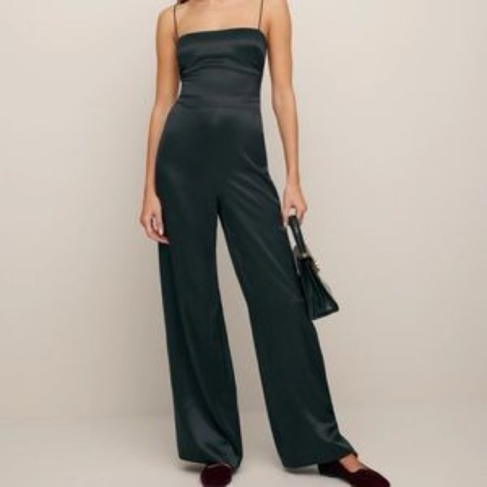 EUC Reformation Sage Silk Jumpsuit in Black